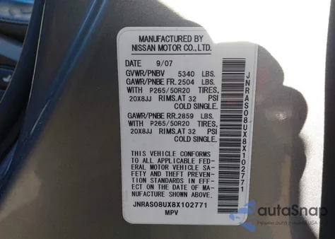 2008 Infiniti Fx35 from USA, damaged, VIN JNRAS08UX8X102771